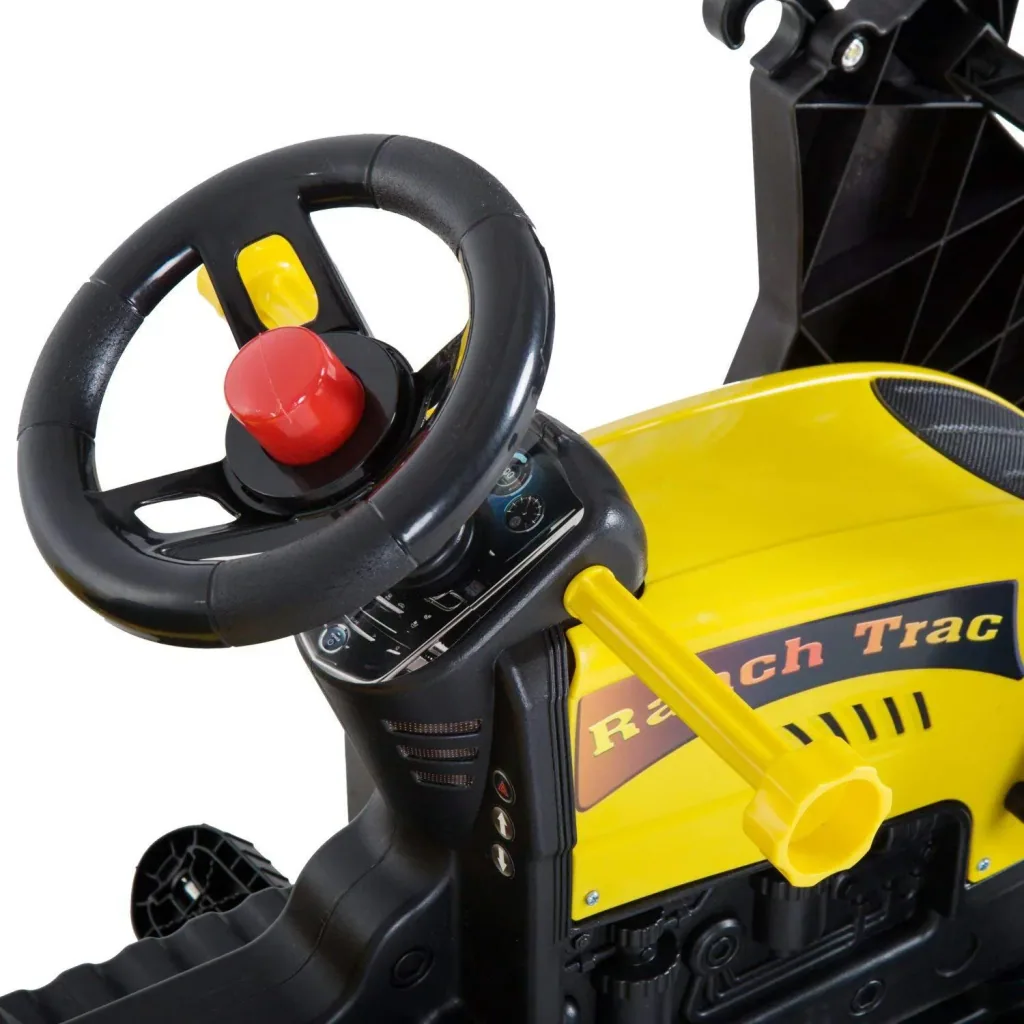 Tretauto Traktor mit Fontlader und Anhänger ab 3 Jahre Schwarz+Gelb