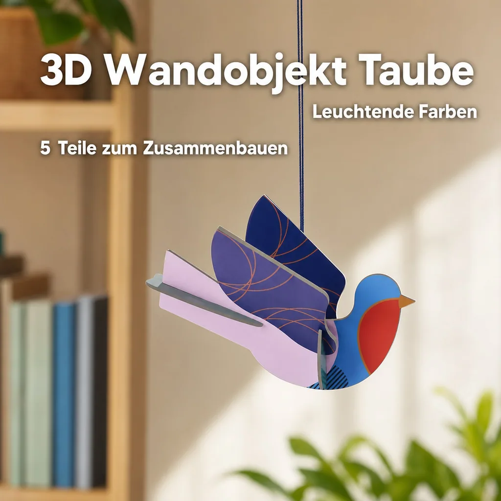 Studio ROOF Ornament, Bastel-Set, 3D Wandobjekt - Taube