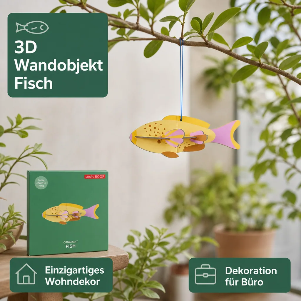 Studio ROOF Ornament, Bastel-Set, 3D Wandobjekt - Fisch
