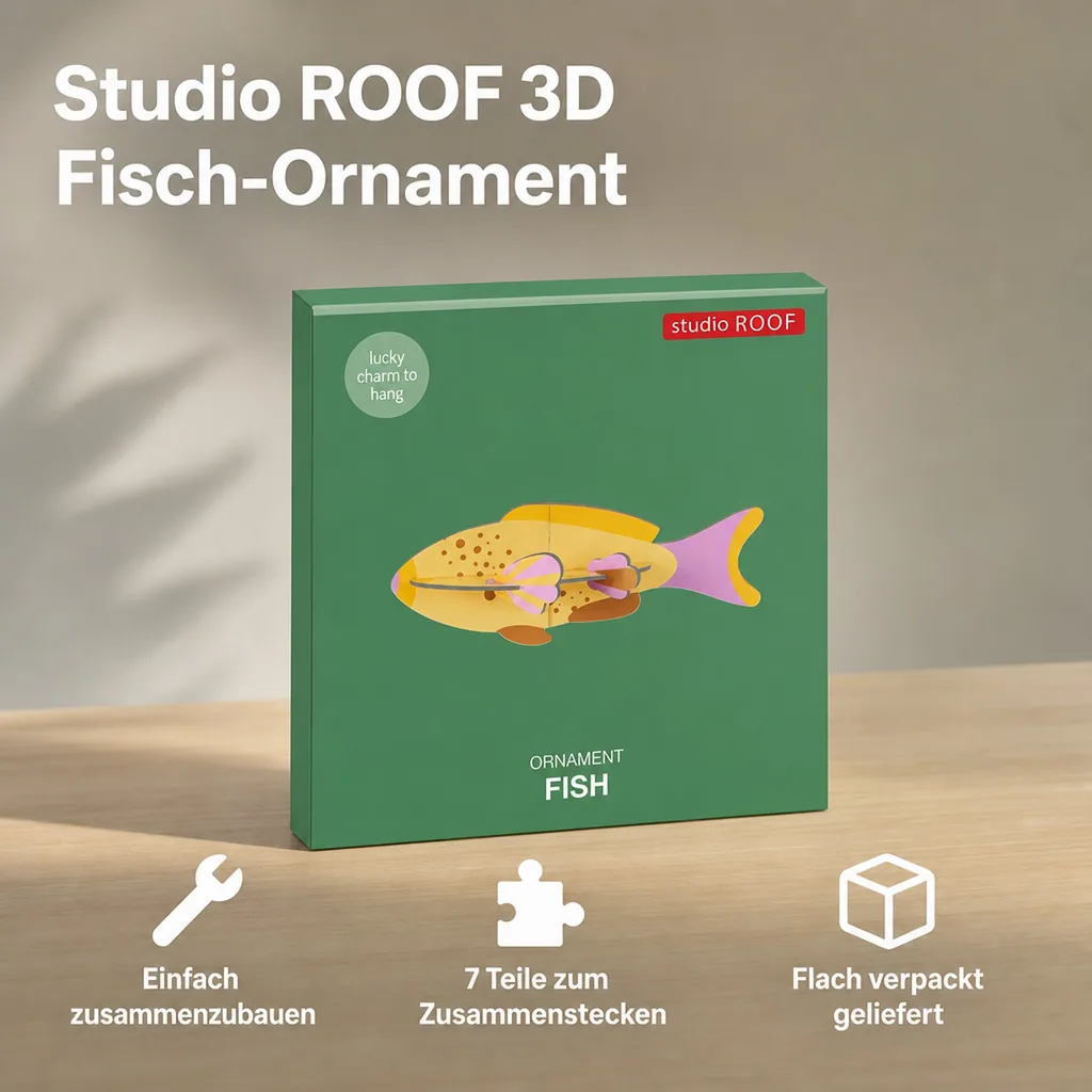 Studio ROOF Ornament, Bastel-Set, 3D Wandobjekt - Fisch
