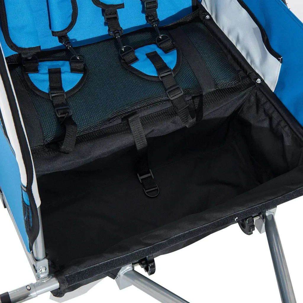 Kinderanhänger 2 in 1 Fahrradanhänger Jogger 360° Drehbar Blau-Grau