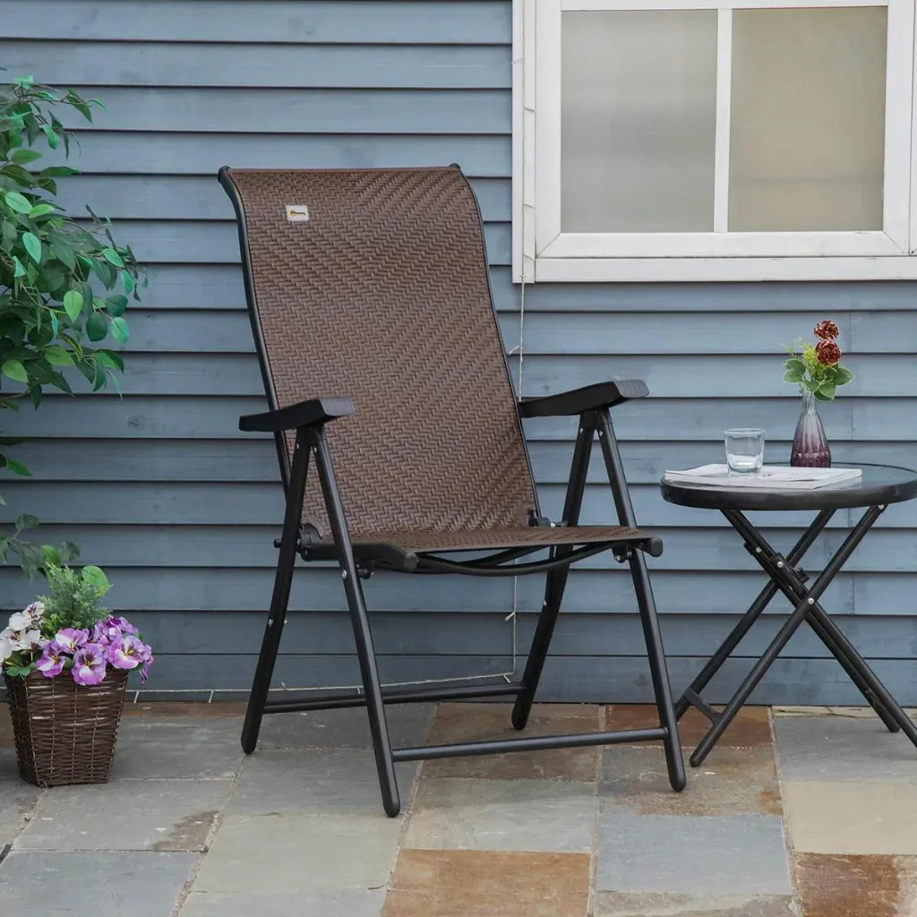 Rattan Gartenstuhl klappbar braun