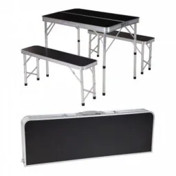 Klappbarer Campingtisch mit 2 Bänken - 90 x 60 x 70 cm