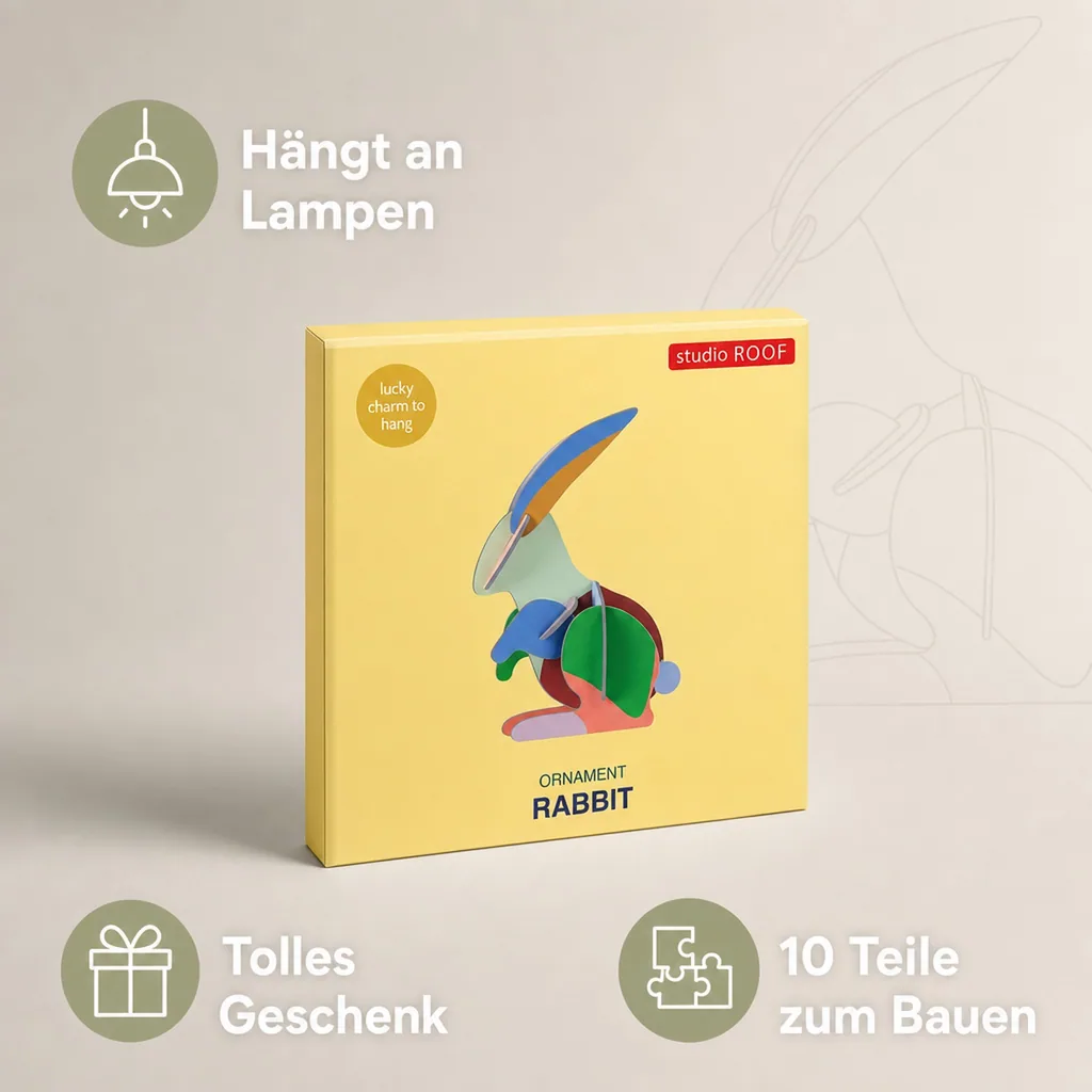 Studio ROOF Ornament, Bastel-Set, 3D Wandobjekt - Hase