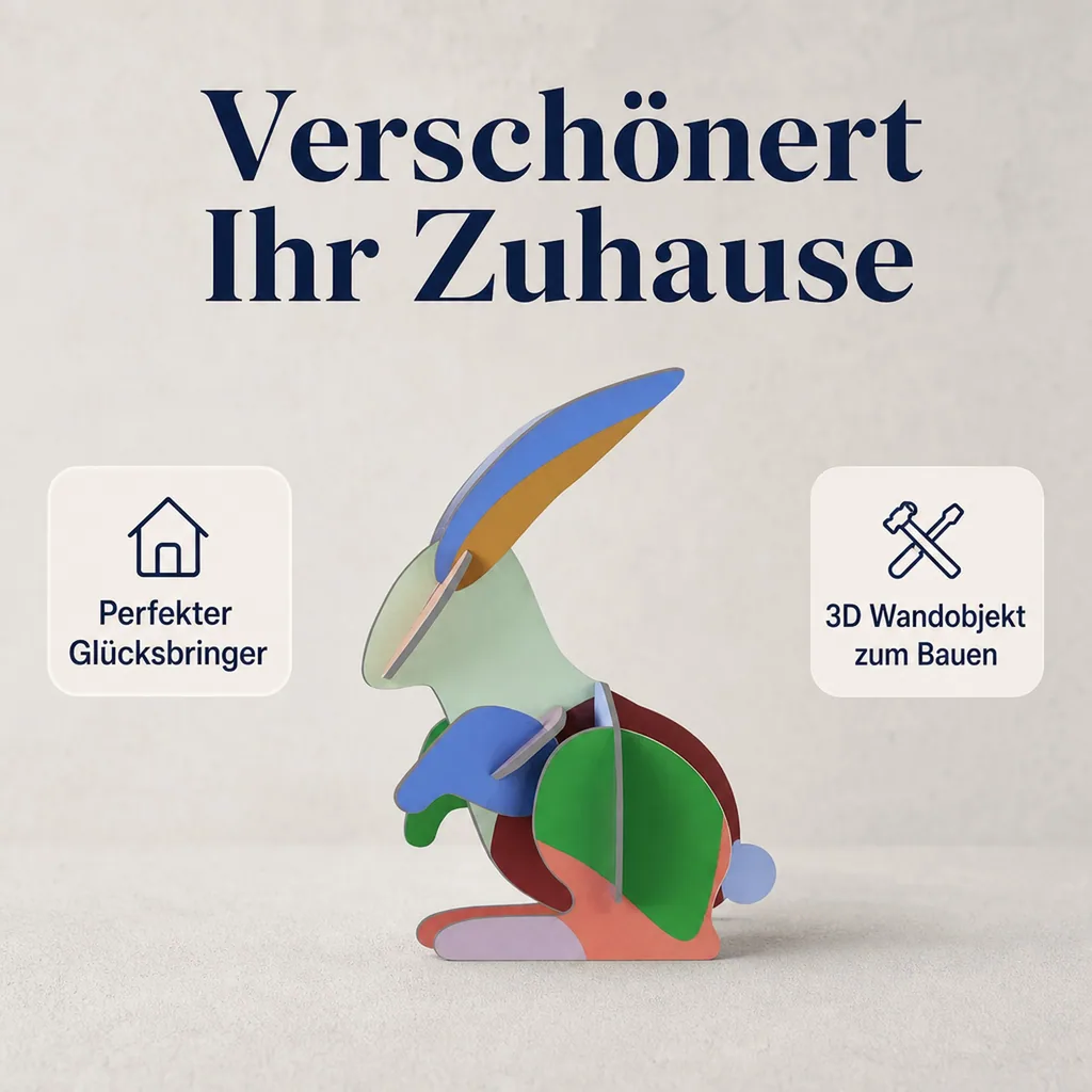Studio ROOF Ornament, Bastel-Set, 3D Wandobjekt - Hase