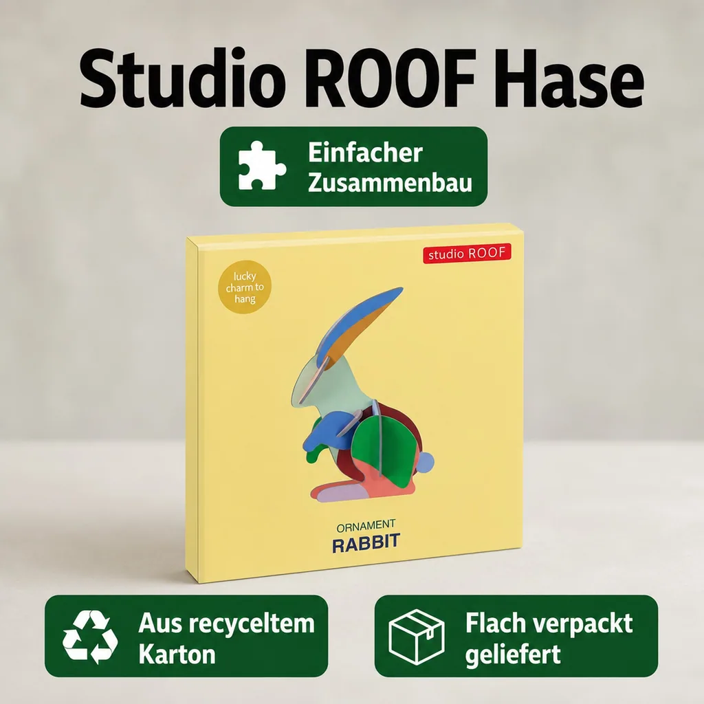 Studio ROOF Ornament, Bastel-Set, 3D Wandobjekt - Hase