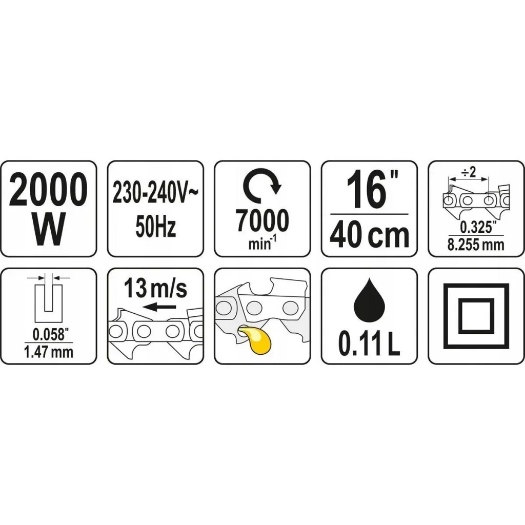 Elektro-Kettensäge - 2000W - 40 cm Schnittlänge