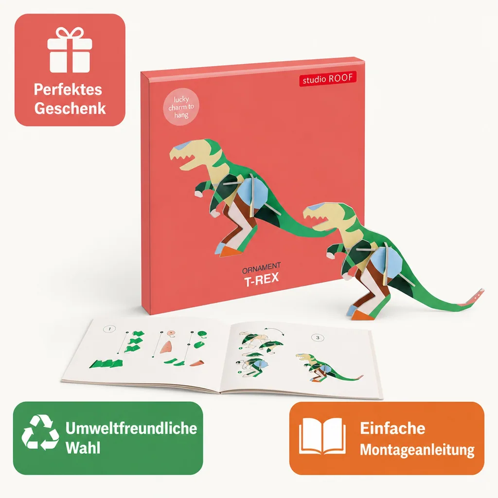 Studio ROOF Ornament, Bastel-Set, 3D Wandobjekt - T-rex