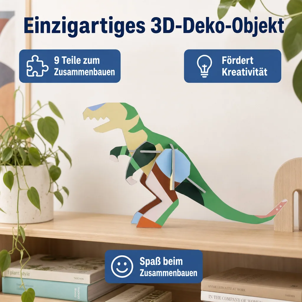 Studio ROOF Ornament, Bastel-Set, 3D Wandobjekt - T-rex