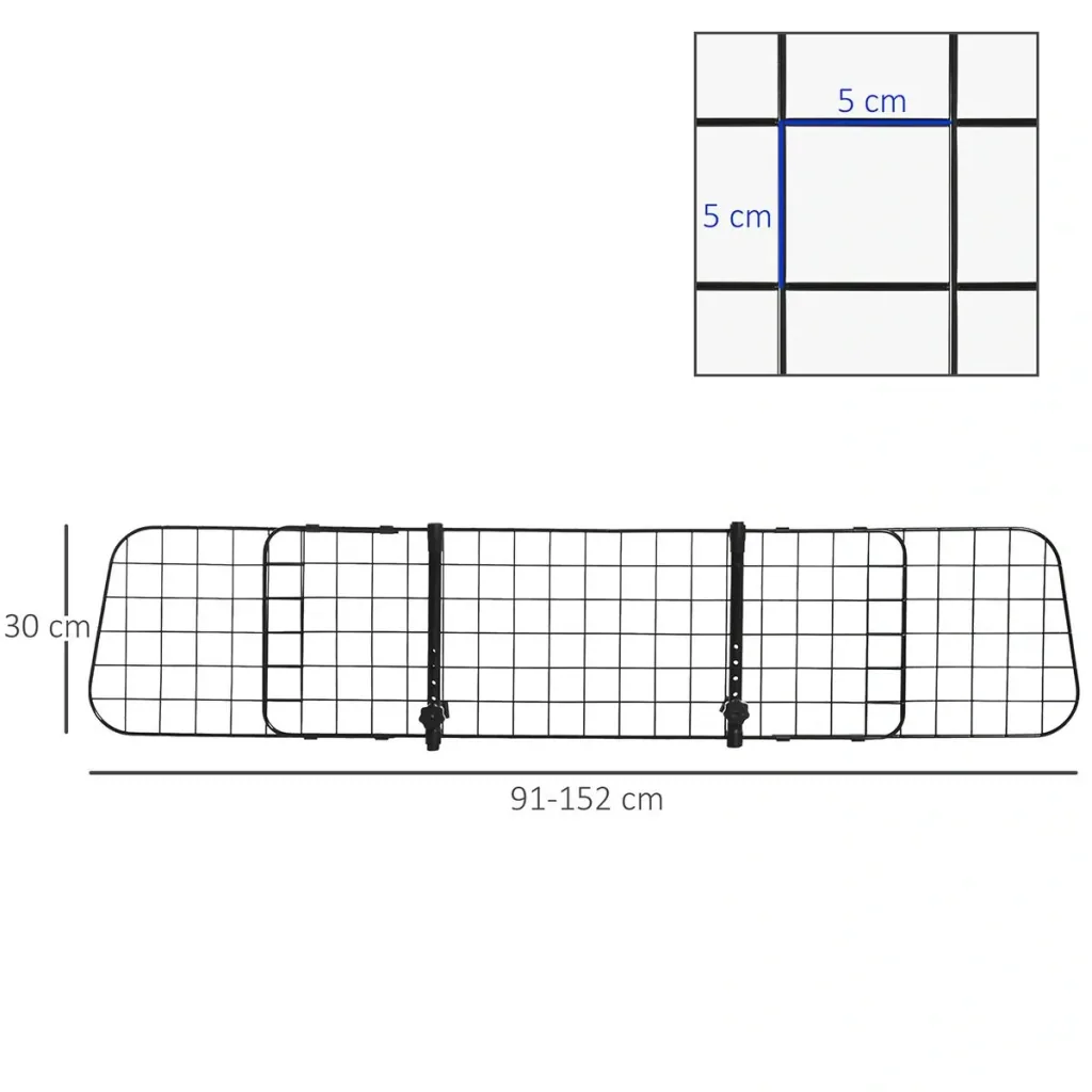 Hundetransporter Auto universal einstellbare Gitter Metall schwarz (91-152) x 30 cm