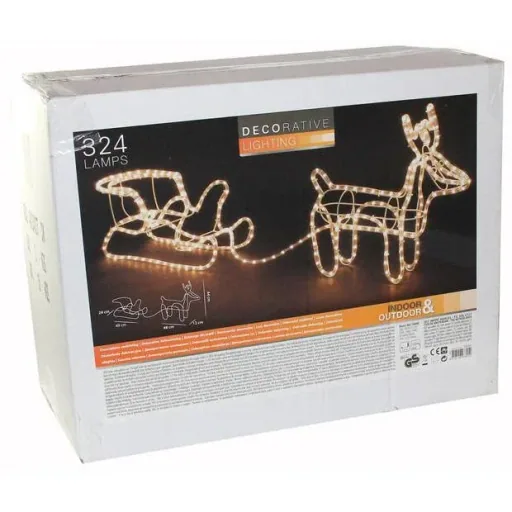 Weihnachtsbeleuchtung Rentier mit Schlitten - 2er-Set - Warmweiß