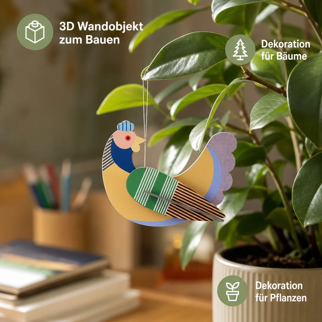 Studio ROOF Ornament, Bastel-Set, 3D Wandobjekt - Huhn