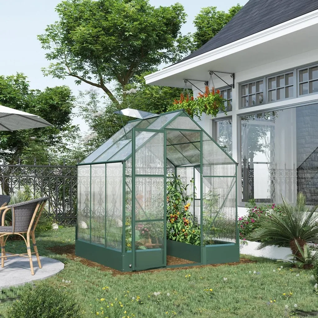 Gewächshaus für den Garten, vielseitig nutzbar als Treibhaus, Tomatenhaus, Frühbeet und Pflanzenhaus, 4 mm PC Sonnenschu