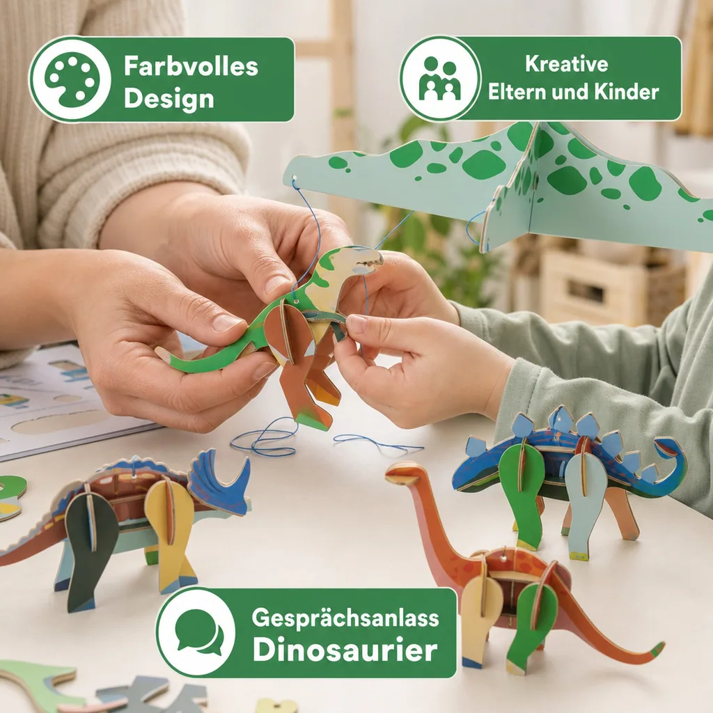 Studio ROOF Bastel-Set, 3D Wandobjekt, Baby Mobile - Dinosaurierland