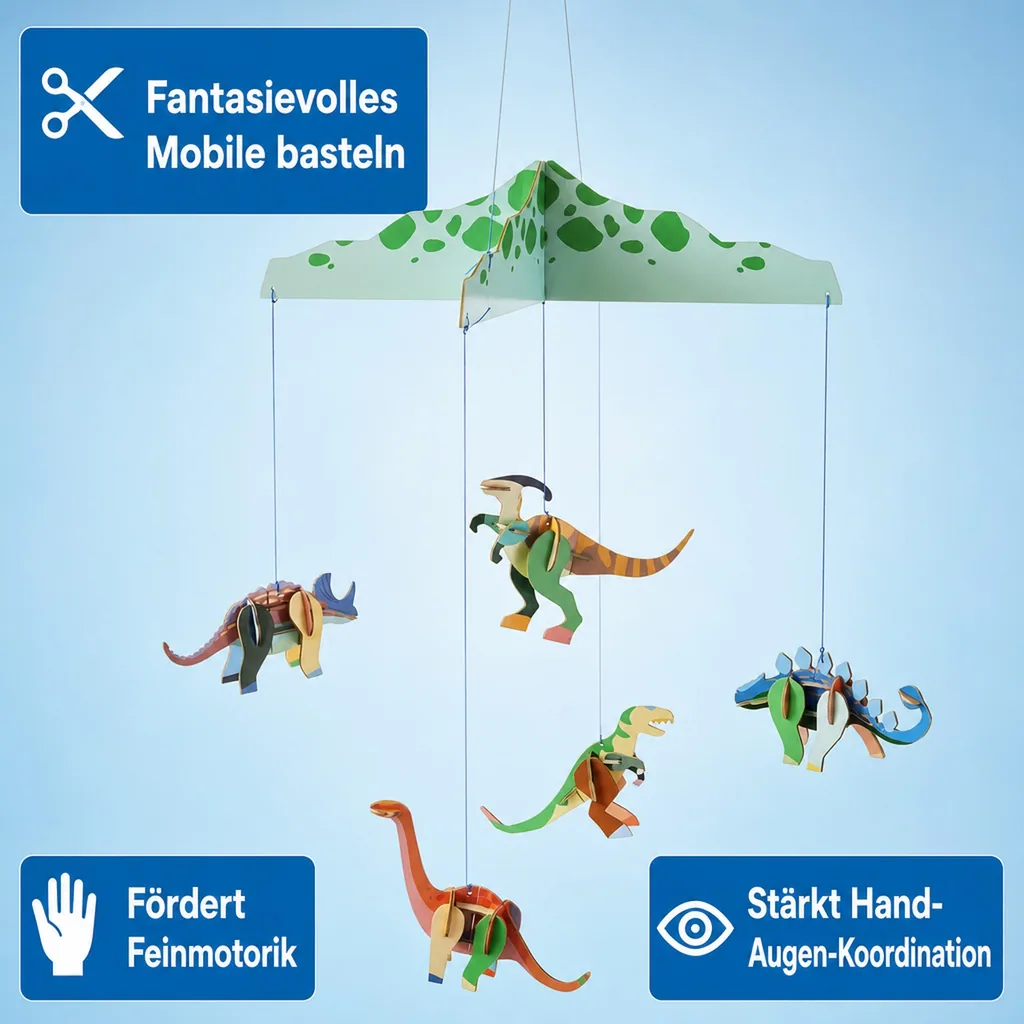 Studio ROOF Bastel-Set, 3D Wandobjekt, Baby Mobile - Dinosaurierland