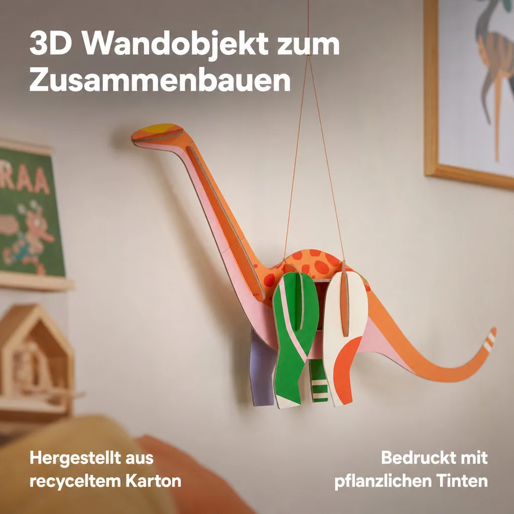 Studio ROOF Bastel-Set, 3D Wandobjekt, 3D Dekoration - Milo Diplodocus