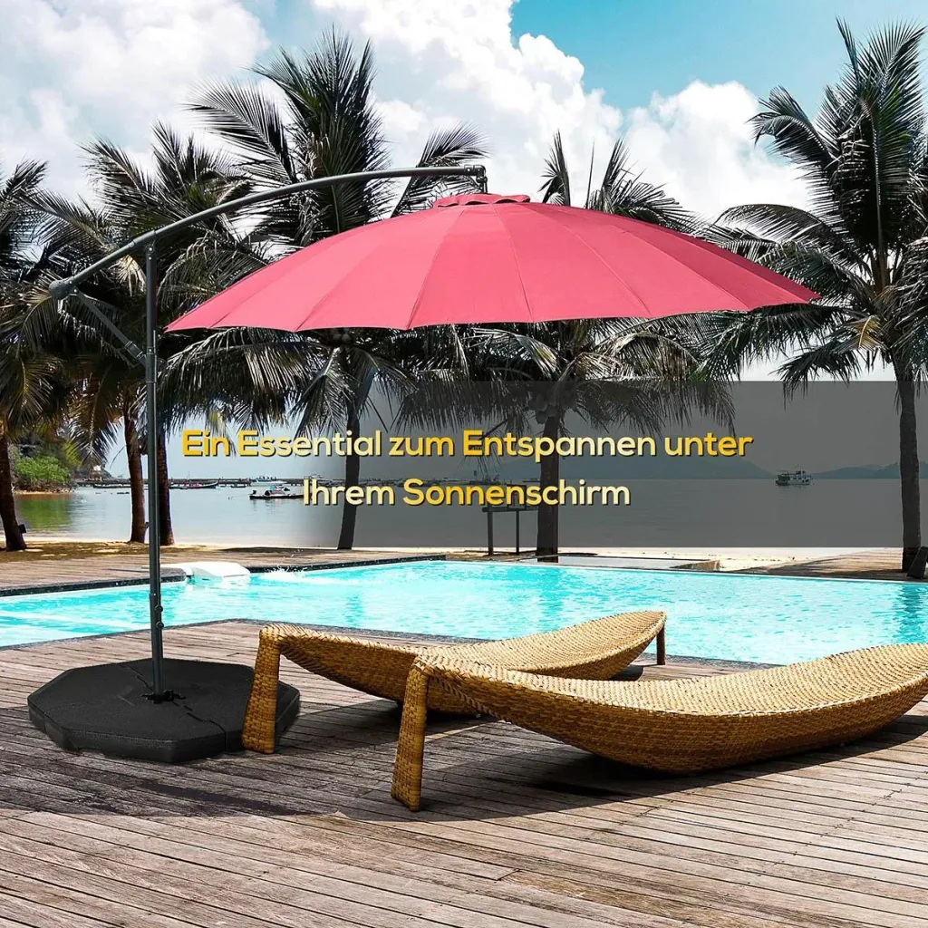 Sonnenschirmgewicht 4-tlg. Schirmgewicht für Ampelschirm Bodenkreuz Sand/Wasser befüllbar bis 140 kg HDPE Schwarz