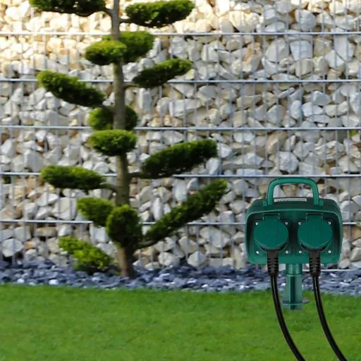 VT-1112-3 Gartensteckdose mit Zeitschaltuhr - 3 Meter - schwarz -IP44
