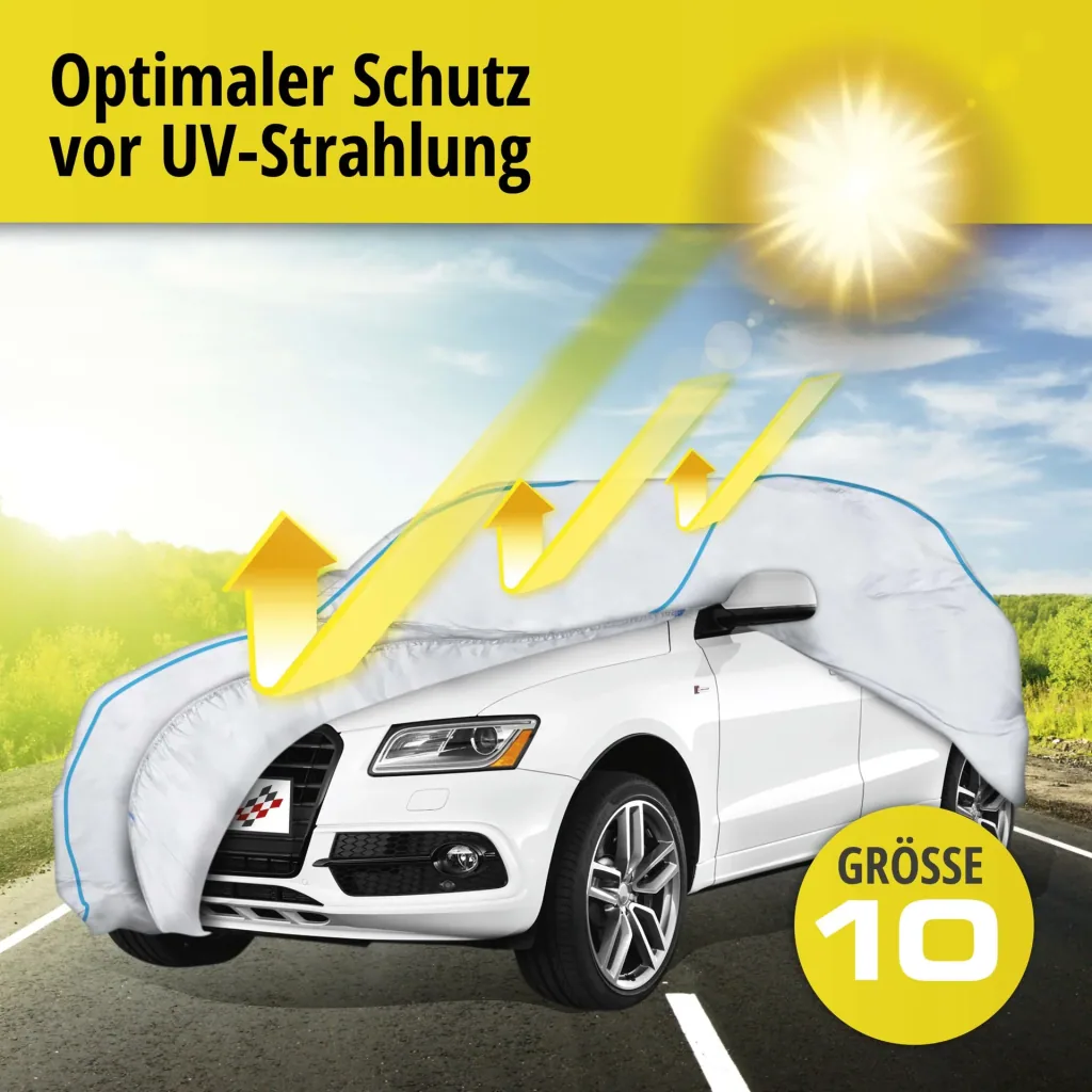 Autoabdeckplane Sun Reflect - Größe 10 - 485x195x185cm - 112g/m² - PES beschichtet