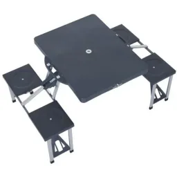 Campingtisch Alu Klappbar Schwarz 4 Personen