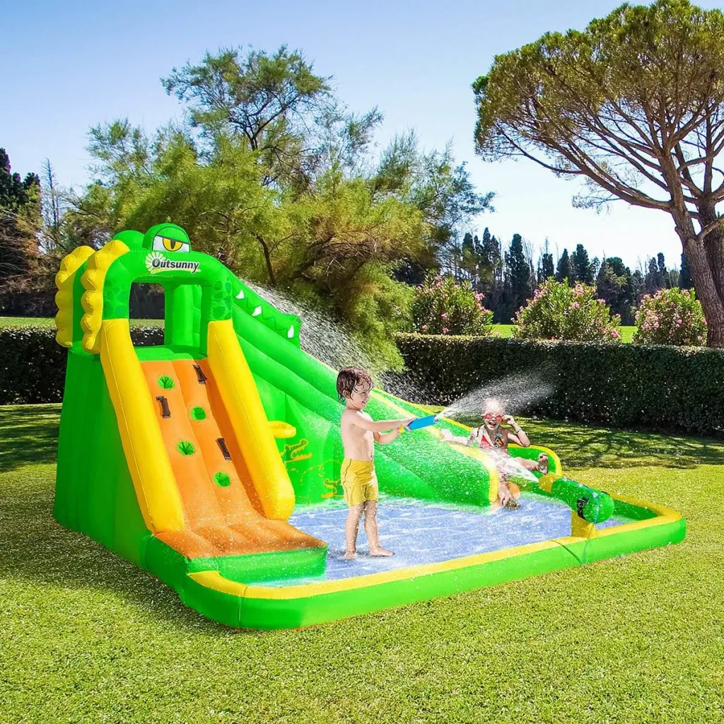 Aufblasbare Hüpfburg - mit Pool und Wasserkanone - 380 x 285 x 225 cm