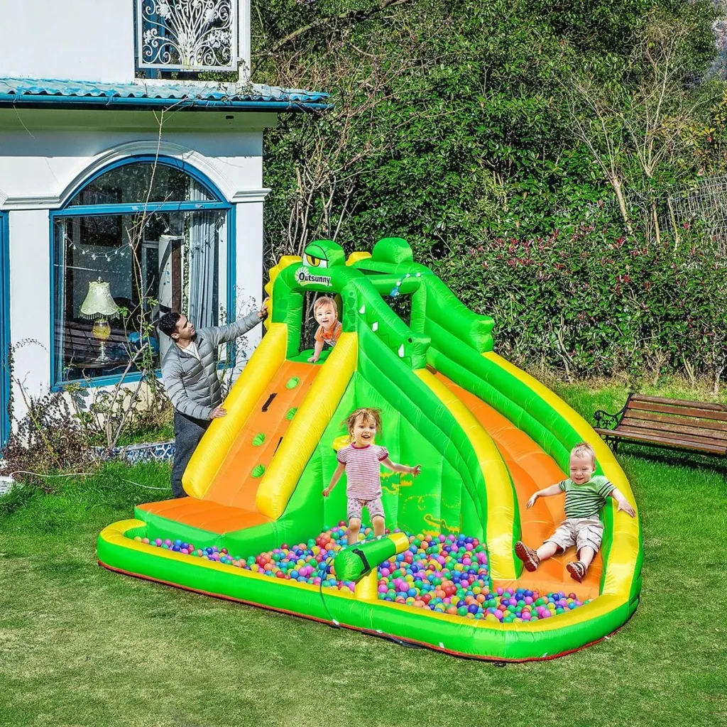 Aufblasbare Hüpfburg - mit Pool und Wasserkanone - 380 x 285 x 225 cm