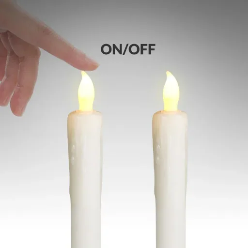 LED Stabkerze 4er Set Ø2,1cm inkl. Kerzenhalter