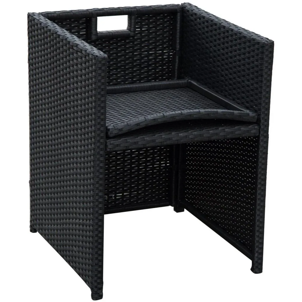 Polyrattan Sitzgruppe Gartenset 11 tlg, mit Kissen Schwarz