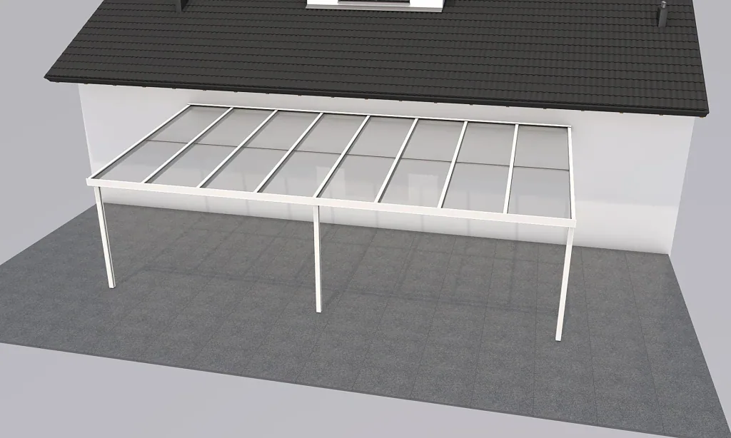 Terrassendach Premium, weiß, 8125 x 4060 mm - 10mm Verbundsicherheitsglas (VSG)