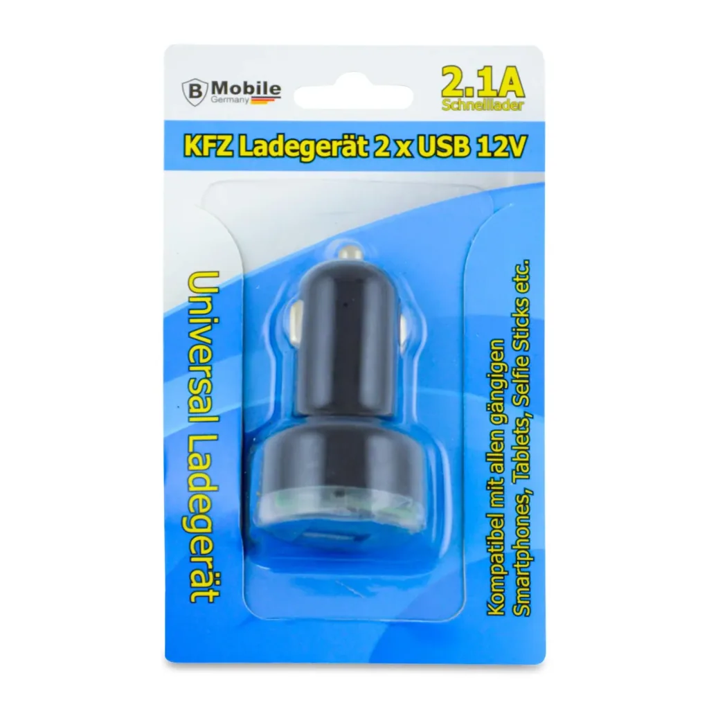 DUAL USB KFZ Ladeadapter, für 12 Volt Zigarettenanzünder, Schwarz