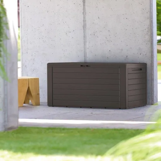 Gartenbox braun in Holzoptik | 120 x 46 x 57 cm