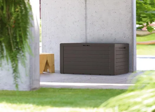 Gartenbox braun in Holzoptik | 120 x 46 x 57 cm