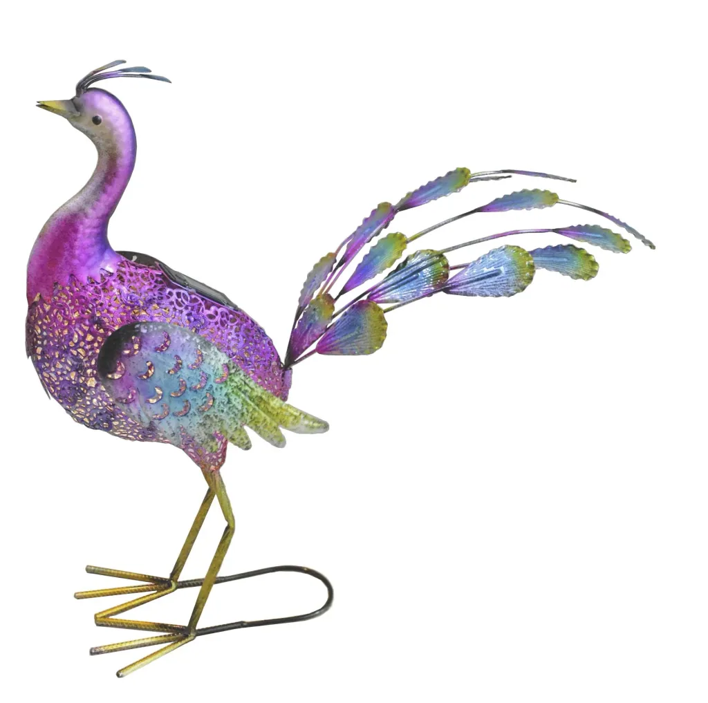 Metalldeko- Pfau Bonnie mit LED Solarbeleuchtung