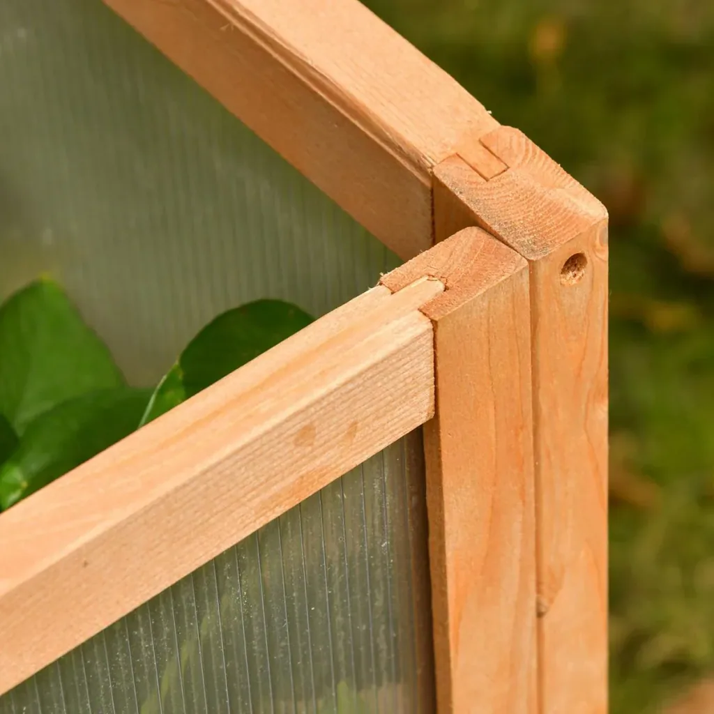Gewächshaus aus Massivholz mit Polycarbonatplatten Orange