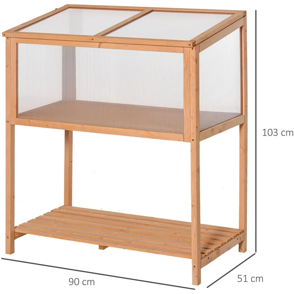 Gewächshaus aus Massivholz mit Polycarbonatplatten Orange