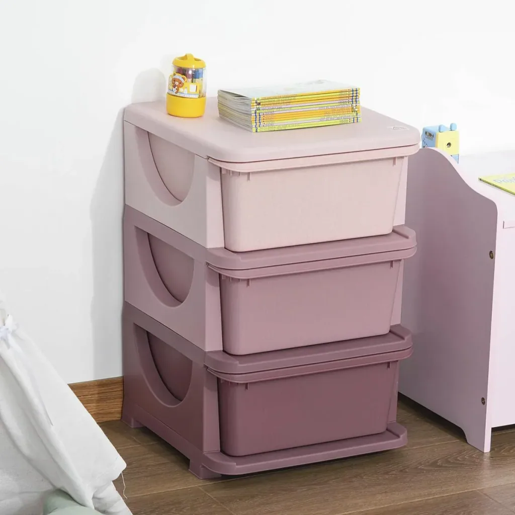 Schubladenschrank für Kinder mit Stauraum Aufbewahrungsboxen Spielzeug-Organizer Spielzeugkiste drei Ebene für Kinderzim