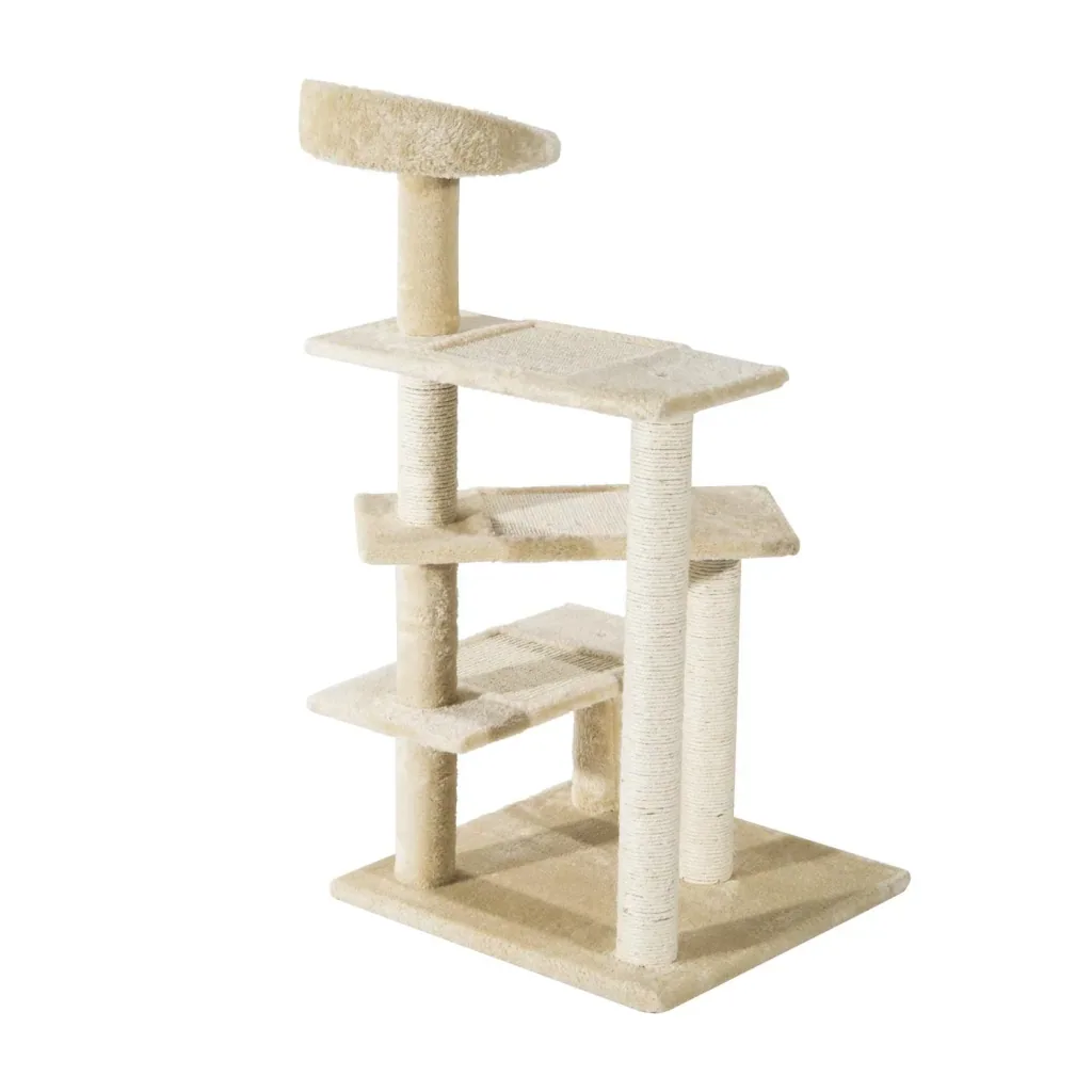 Katzen spielen Baum mit Säulen, beige