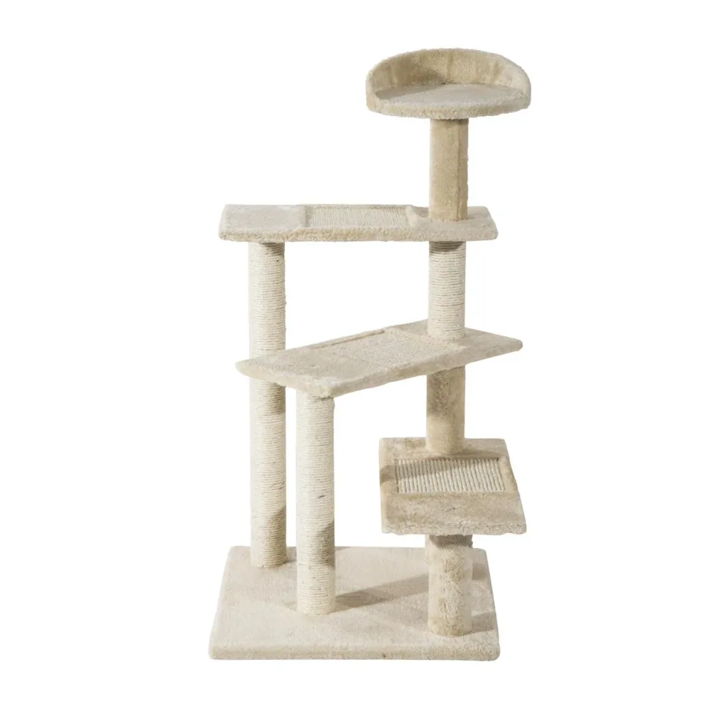Katzen spielen Baum mit Säulen, beige