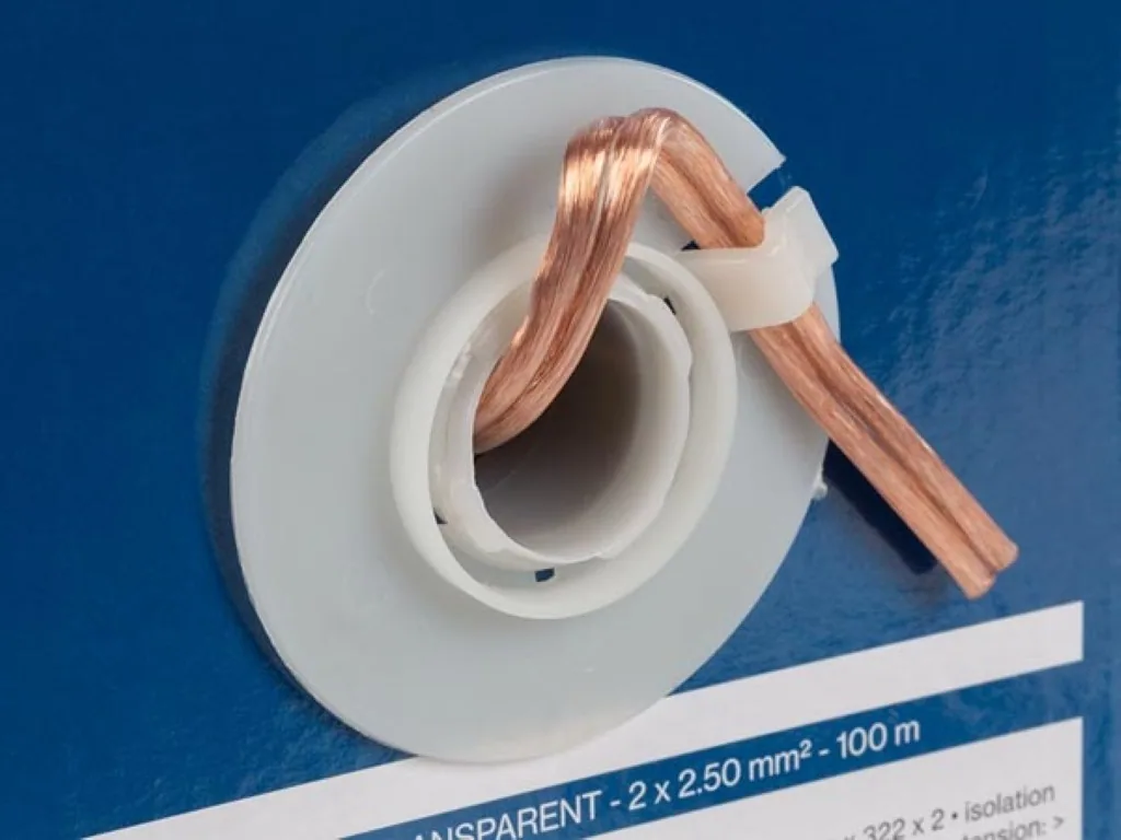 Lautsprecherkabel 2x2,50mm², 100 Meter, transparent rot, Spule, reiner OFC-Kupferdraht, Audioinstallation, professionelle Beschallung, Studio, Live, Zuhause