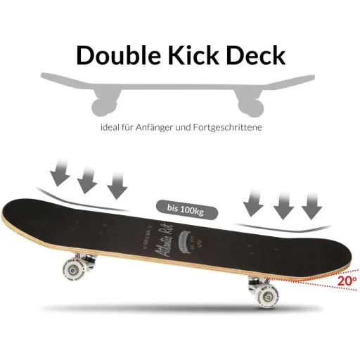 Skateboard - ABEC 9 Stock - PU-Stoßdämpfer + PU-Räder - Natur