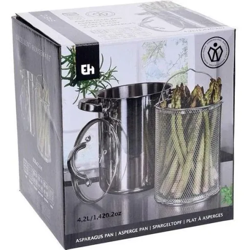 Excellent Houseware Spargeltopf mit Glasdeckel - 4,2 Liter
