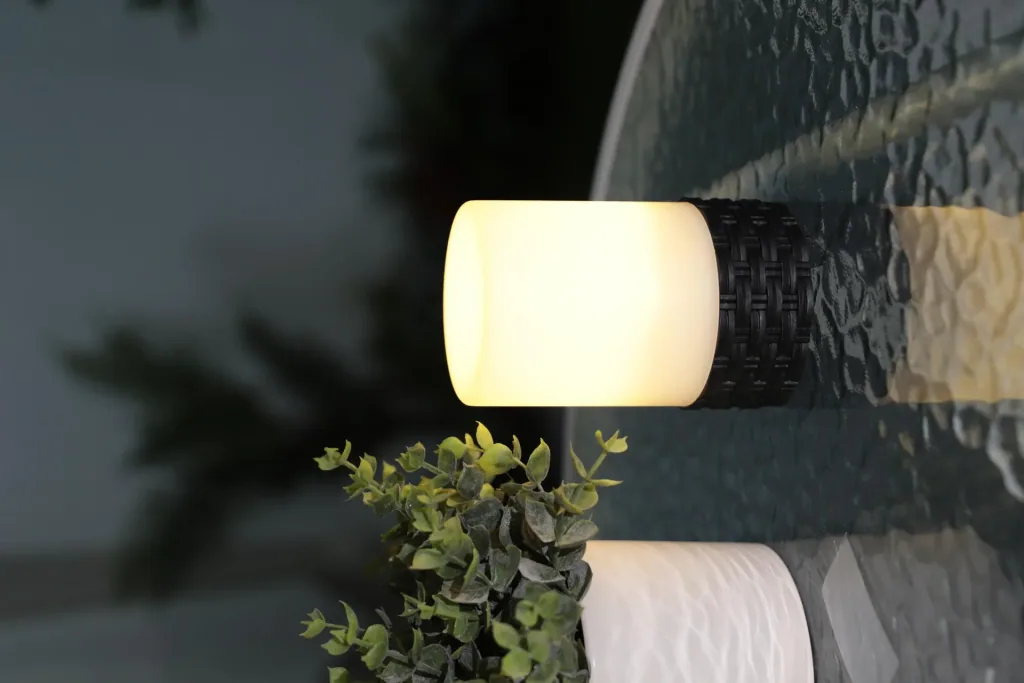LED Solar Rattan Tisch Leuchte 2er Set