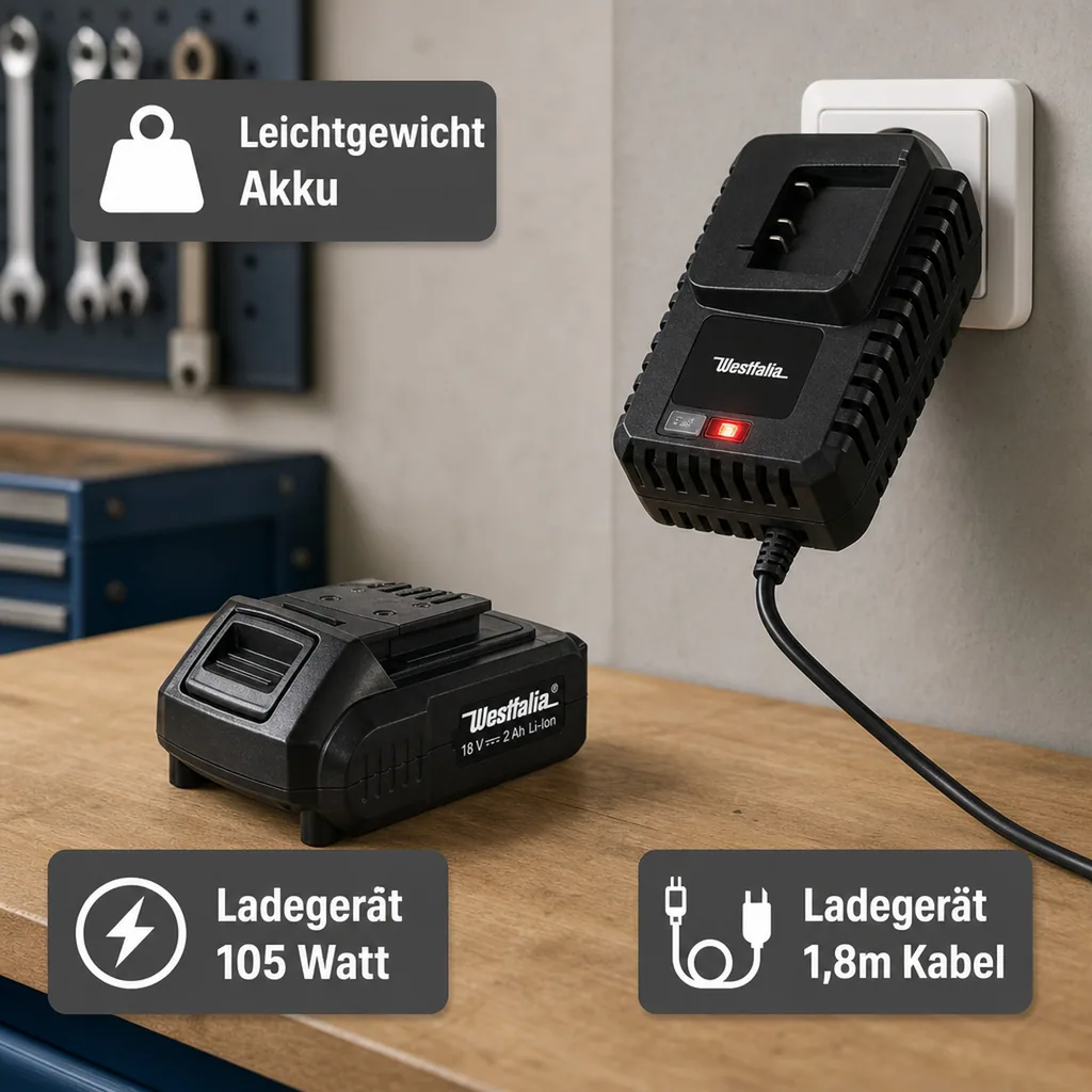 Starter-Set 18 Volt Li-Ionen Familie: 1 x Akku 2,0 Ah + 1 x Schnellladegerät
