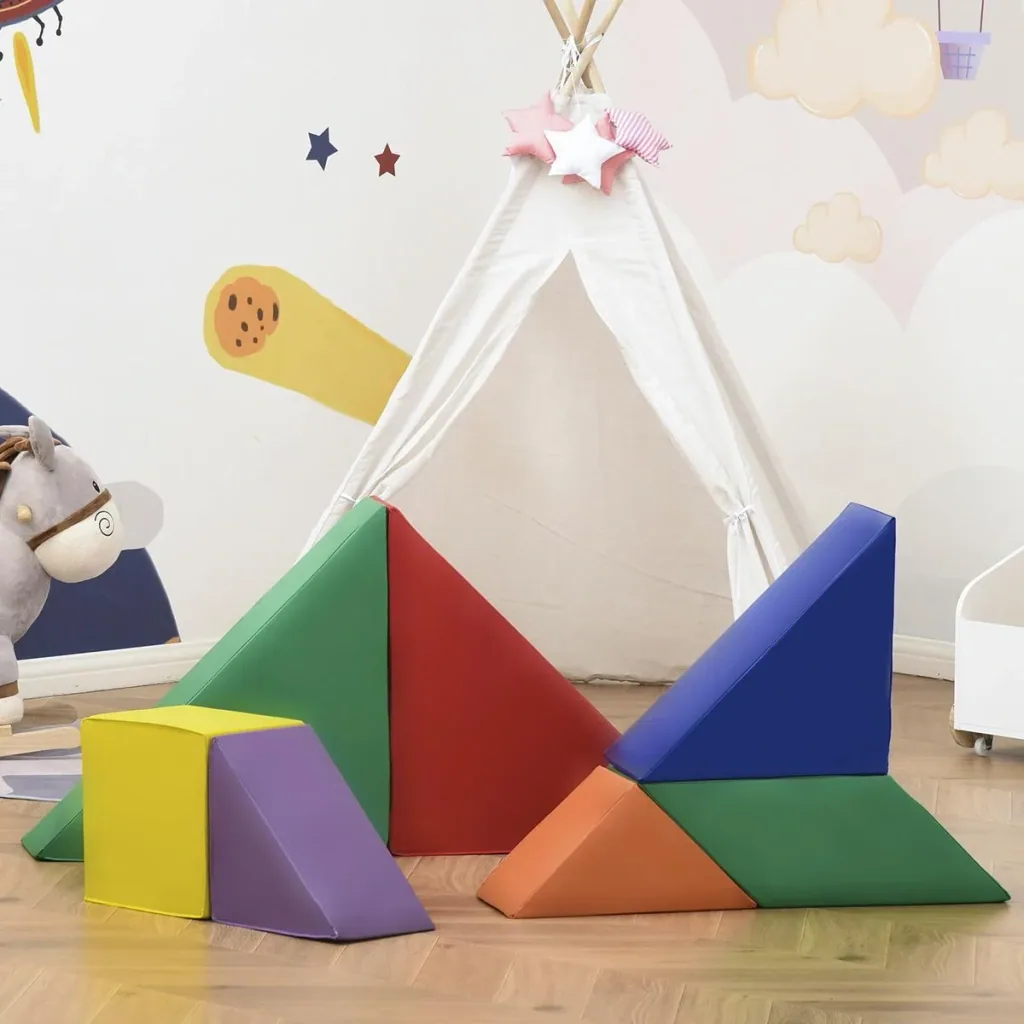 Geometrische Bausteine im 7er Set bunt