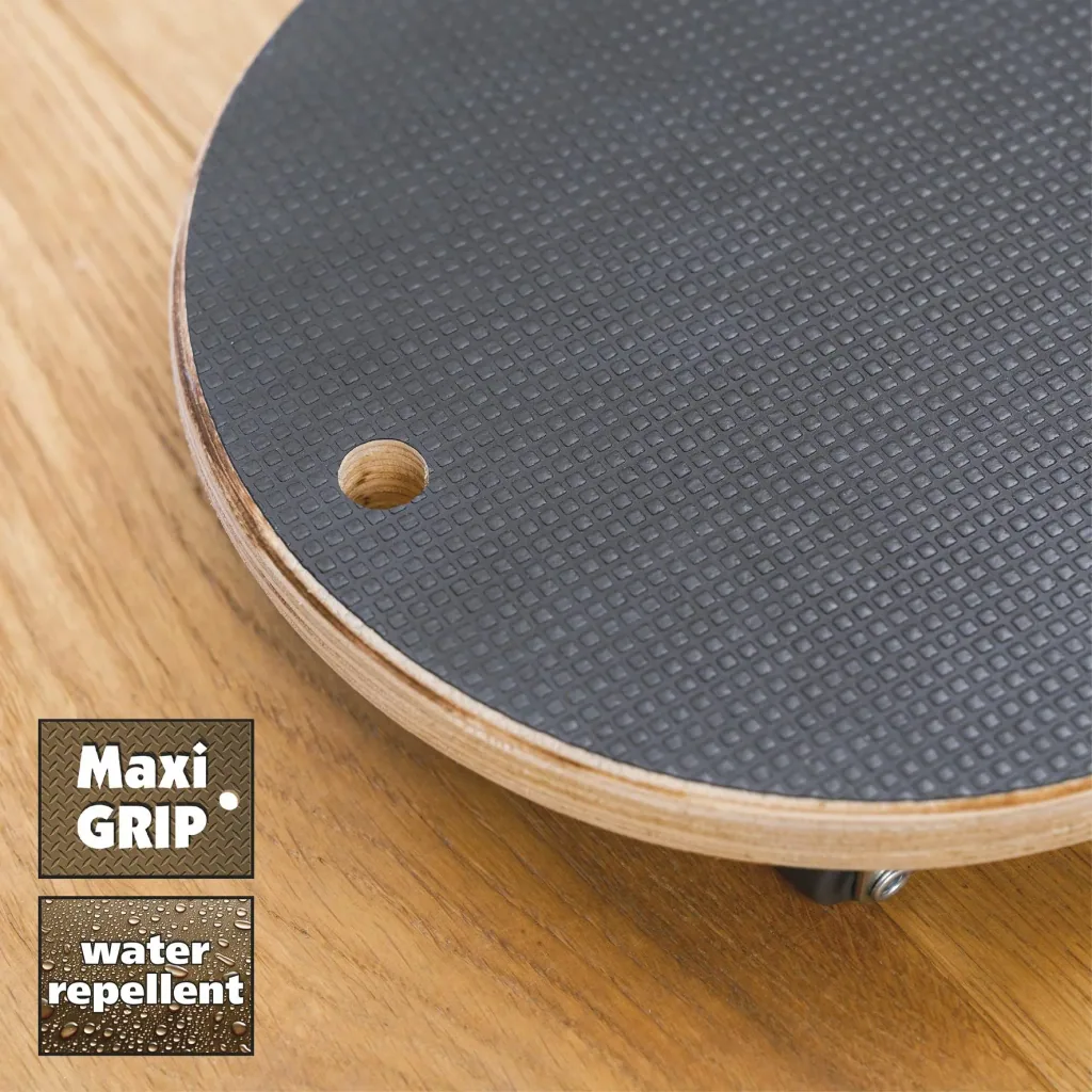 Transporthilfe MM 1315, Ø 20 x 4,5 mm, softe Rollen Ø 20 mm, Multiplexplatte Maxigrip FSC®, Tragkraft 100 kg