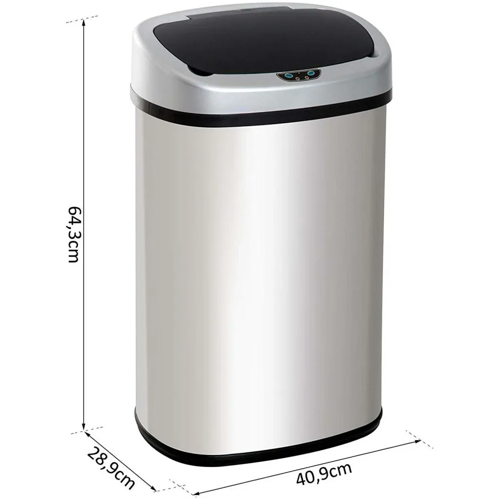 Mülleimer Automatik mit Infrarotsensor 48L Silber