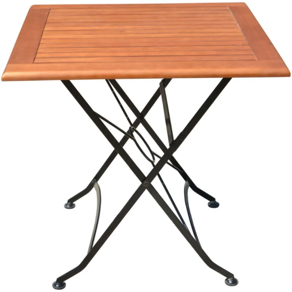 Tisch WIEN, quadratisch, klappbar, Stahl / Eukalyptus Grandis FSC 100%