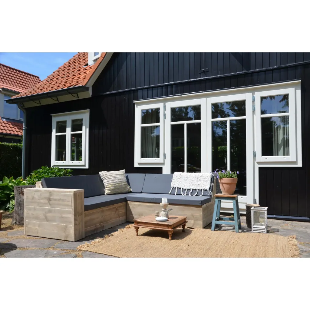 Lounge-Set robustes Gerüstholz-Ecksofa 200/250 cm