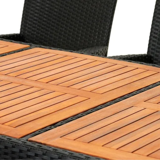 Gartengarnitur 17-Sitzer - Polyrattan-Sitzgruppe Rom schwarzes Akazienholz