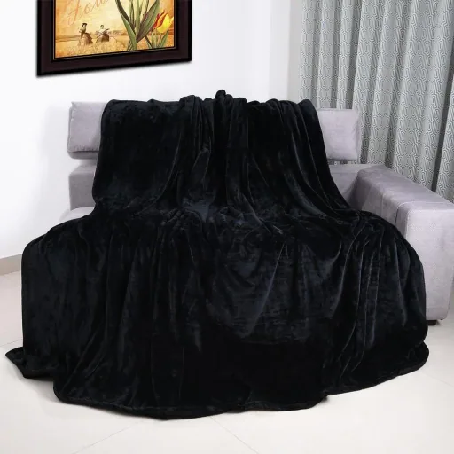 Mikrofaser-Decke 240x220cm - schwarz